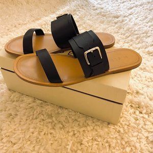 M. Gemi "Gita" Black Leather Sandals W 39